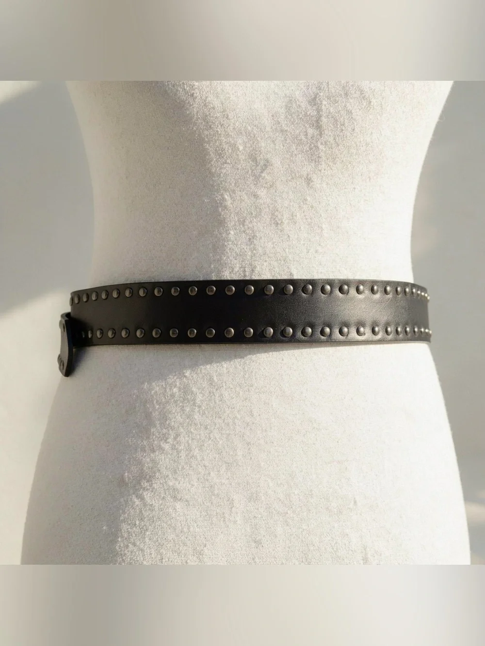 Y2K 2000s style Black Leather Bullet Studded Belt